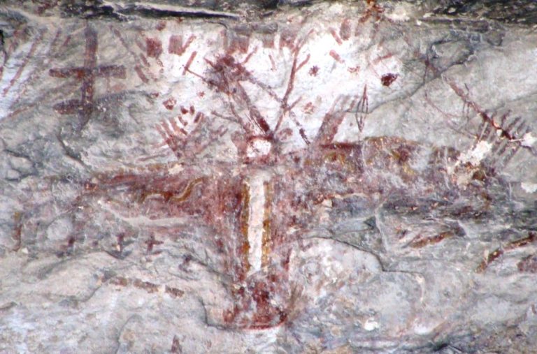 Pictograph of shape shifting bear with antlers Pictograph of shape shifting bear with antlers