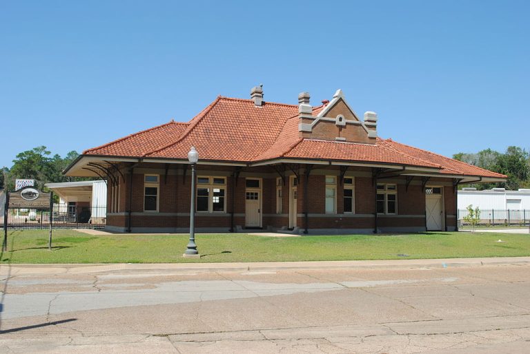 The recently renovated historic Nacogdoches train depot 768x514