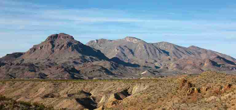 Christmas Mountains viewed from the south. Little Christmas Mountain to left. Texas, USA.