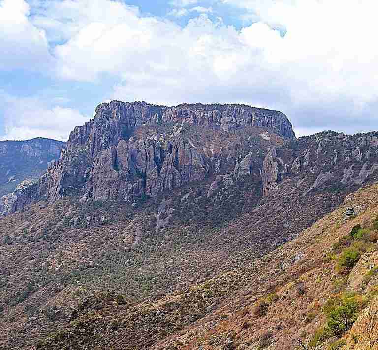 Northeast aspect of Toll Mountain viewed from Lost Mine Trail in Big Bend National Park, Texas, USA.