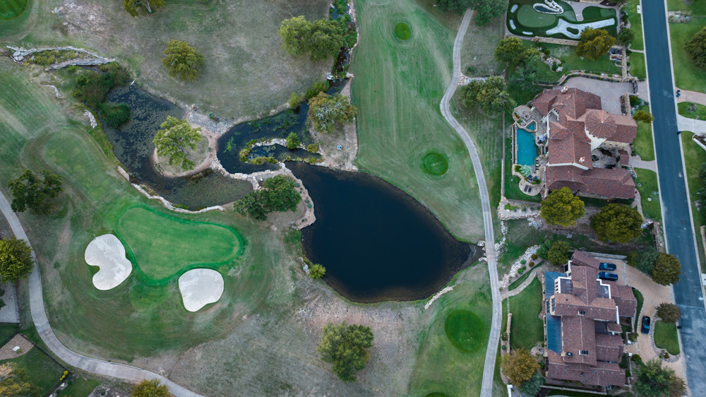 A golf course near mansions