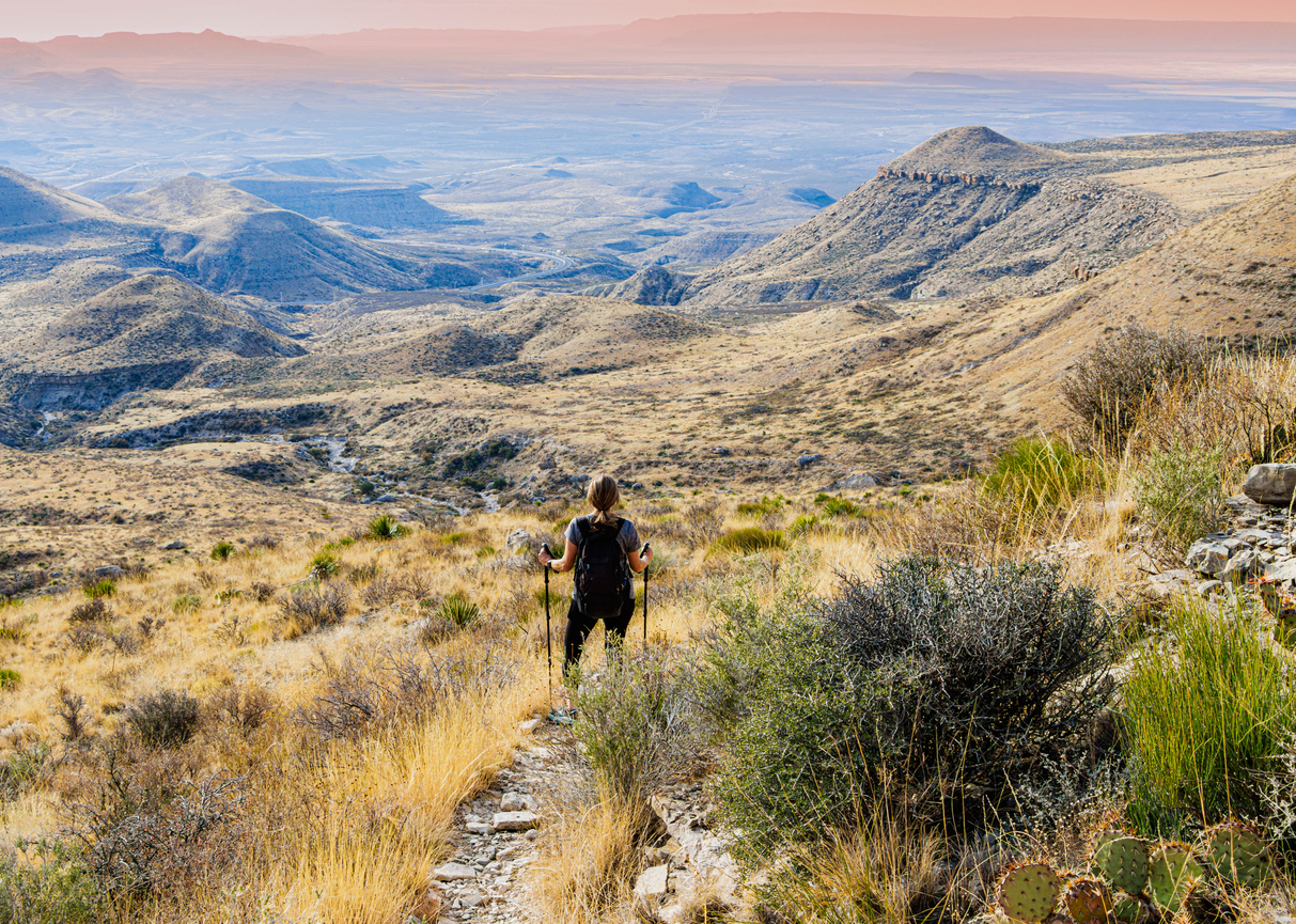 Female Hiker on The El Capitan Trail at Sunrise