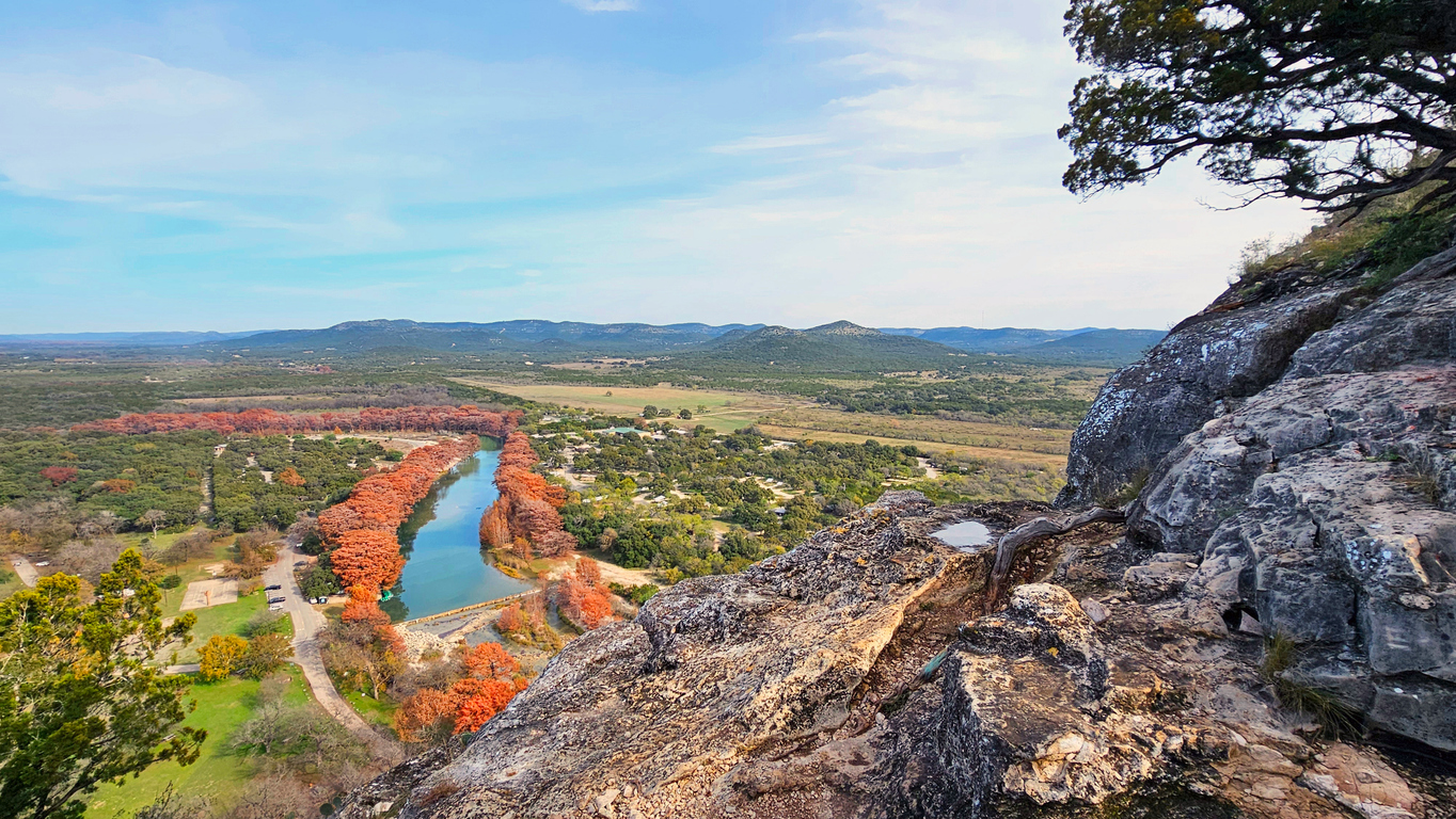 Frio River and Garner State Park from the top of Old Baldy