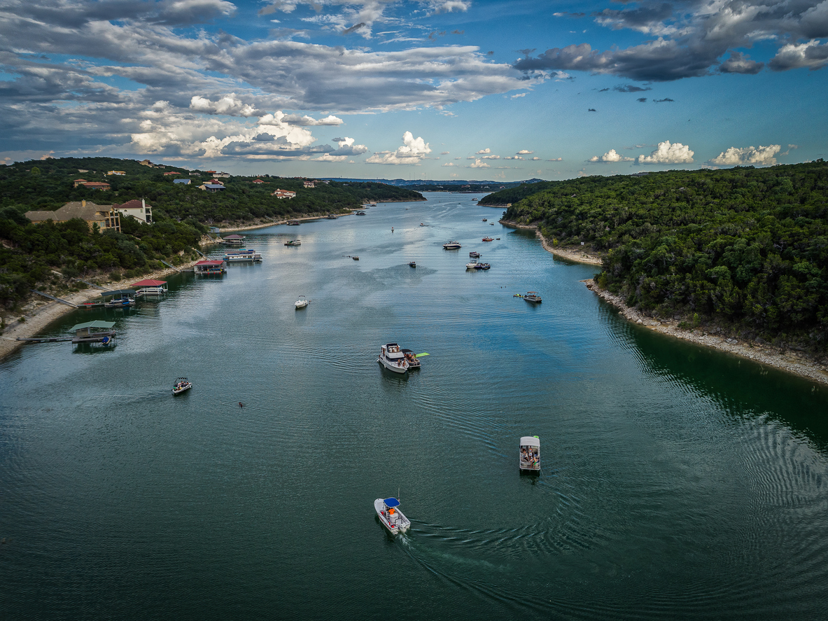 Boats on Lake Travis in Austin