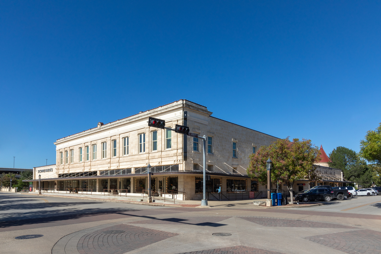 Old historic shopping center of family Schreiners in Kerrville, Texas