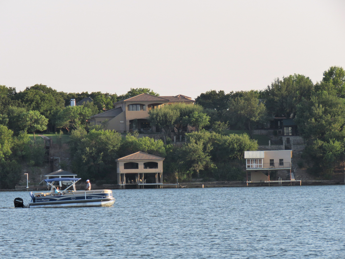 Pontoon boat on Lake Granbury