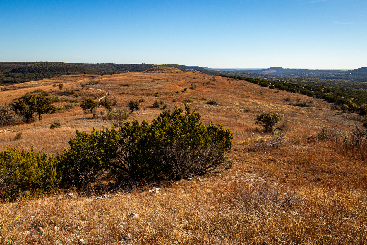 Rolling Hills and Expansive Fields at Balcones Canyonlands Wildlife Refuge, Texas Hill Country