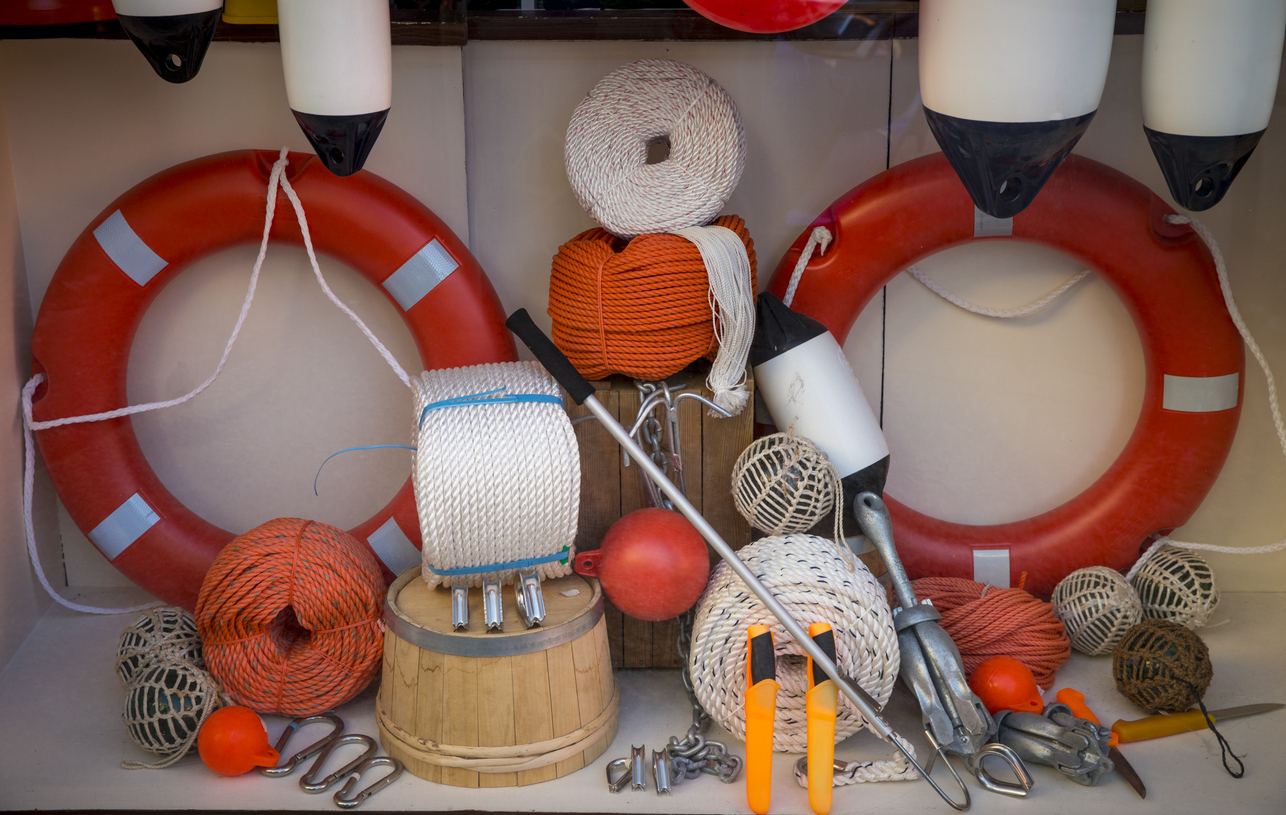 Store display of marine items