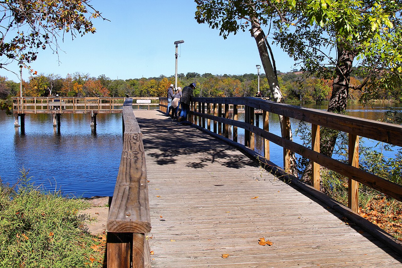 The North Fishing Pier at Inks Lake State Park.
