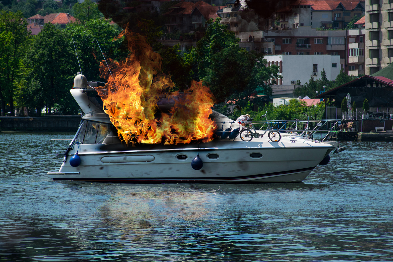 The yacht was engulfed in flames