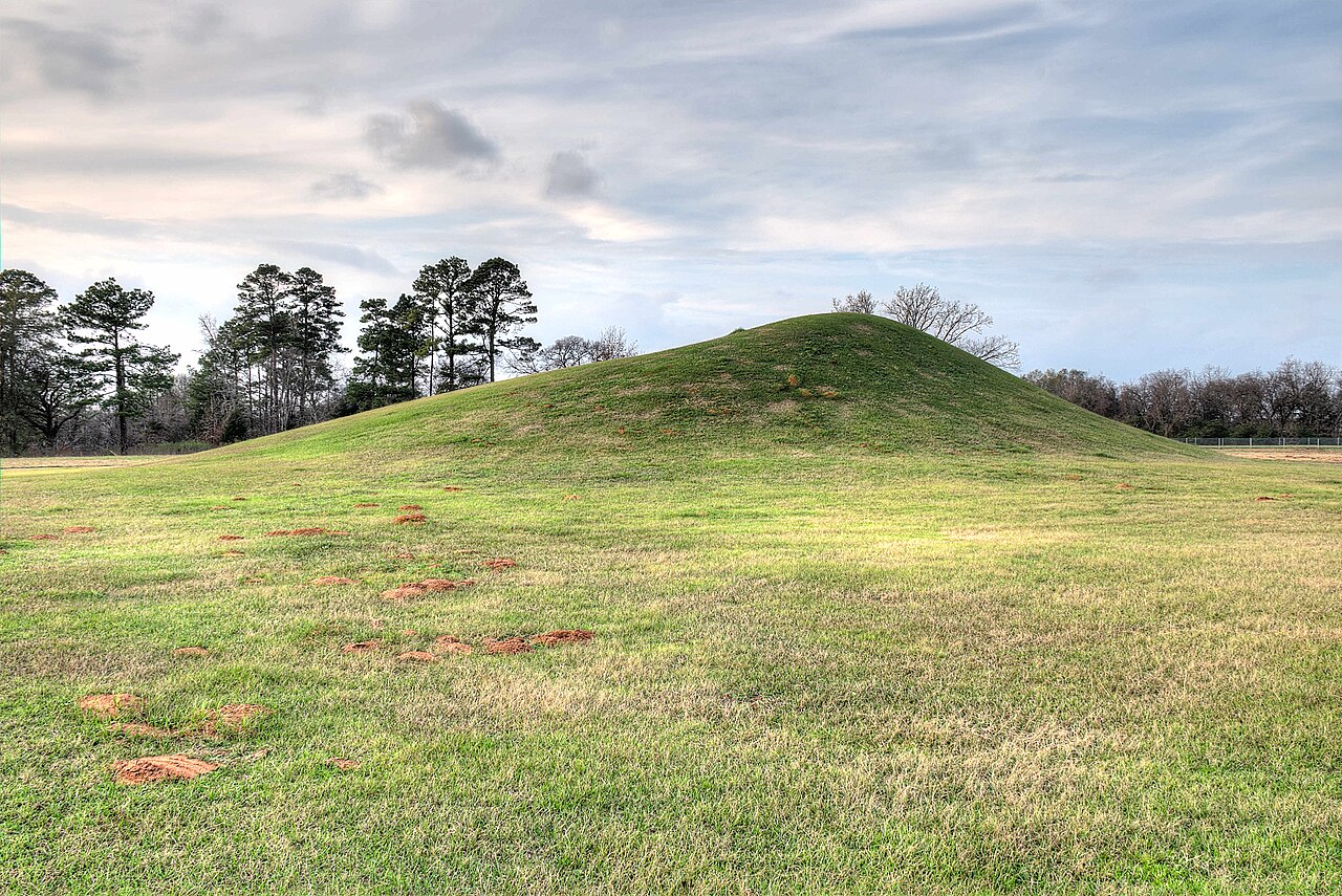 Burial mound at the Caddo Mounds State Historic Site. This mound was a cemetery for elite leaders and religious figures