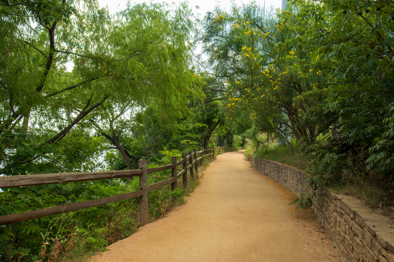 Hike and bike trails in Downtown Austin Texas along Lady Bird Lake