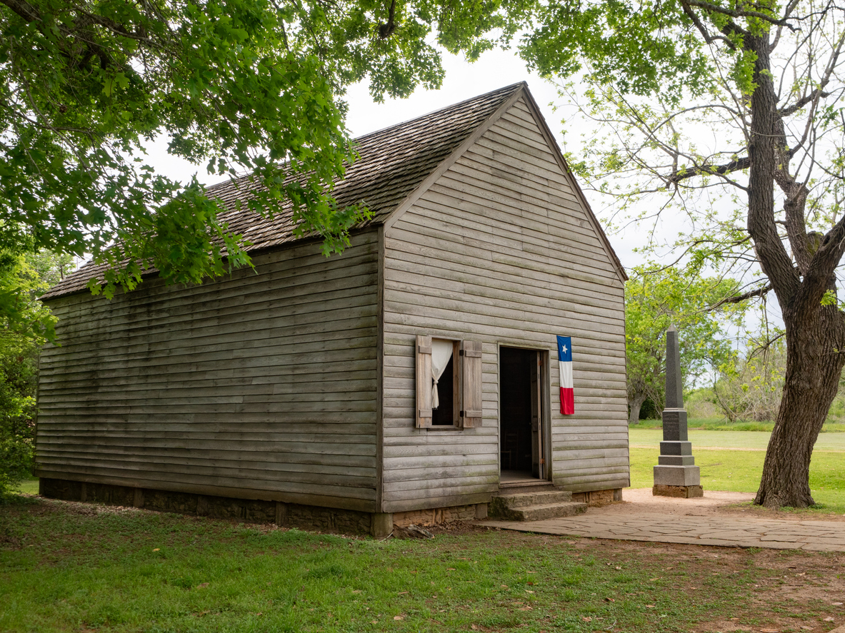 Texas Independence Hall and Monument at the Washington-on-the-Brazos State Historic Site in Texas