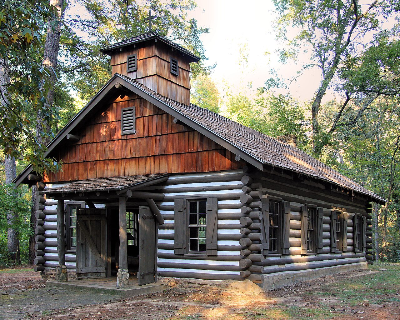 The replica of Mission Tejas built by the Civilian Conservation Corps circa 1935 in Mission Tejas State Park, Houston County, Texas, United States