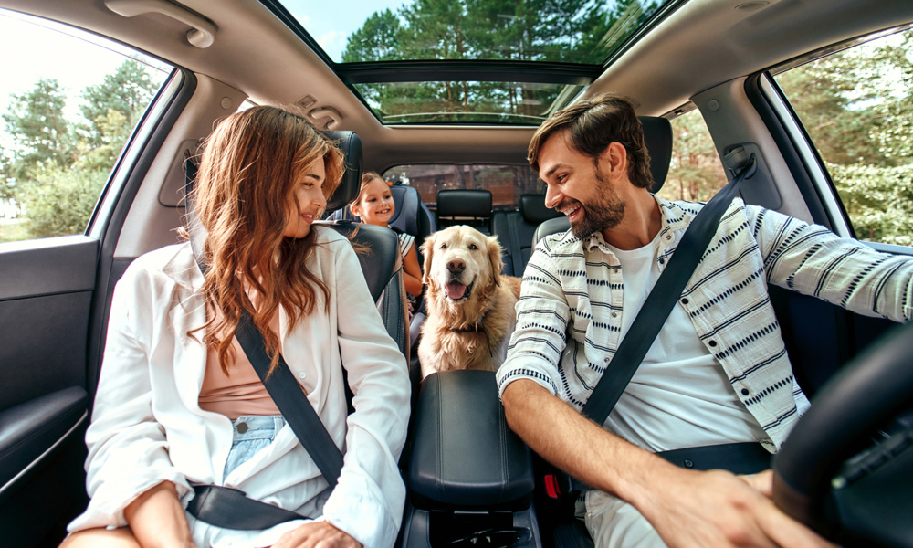 A young family driving for the weekend